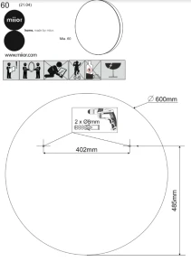 Lustro Mia. 60cm Rama: biała