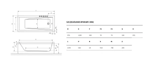 Wanna Akrylowa Wave 140x70 Slim Biała