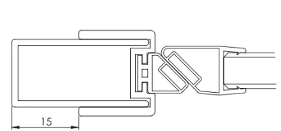 Profil poszerzający EVENTA po stronie profilu z magnesem (+15mm) wys. 200