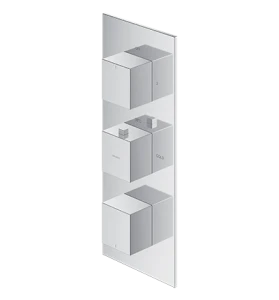 Termostatyczna bateria prysznicowo-wannowa podtynkowa 3 wyjściowa, element natynkowy, chrom
