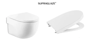 MERIDIAN Miska WC 48cm podwieszana Rimless Compacto SUPRAGLAZE + Deska WC Compacto wolnoopadająca SUPRALIT ®