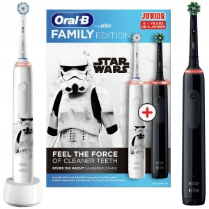 Braun Oral-B szczoteczka elektryczna ZESTAW Family Edition: PRO3 3000 BLACK oraz Junior STAR WARS