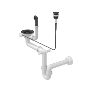 Odpływ PUSH TO OPEN 3 1/2" z syfonem 1-komorowy Power Color pure carbon (GRANIT-pionowy), save space, przycisk okrągły