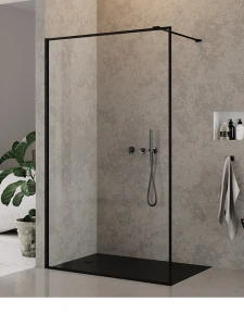 ścianka szklana NEW MODUS BLACK walk-in 70x200 szkło czyste Active shield- wzór ramka