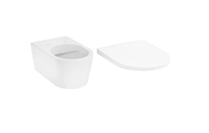 EluPura S Miska wisząca WC 54cm, bezkołnierzowa AquaFall Flush, Biały z deską