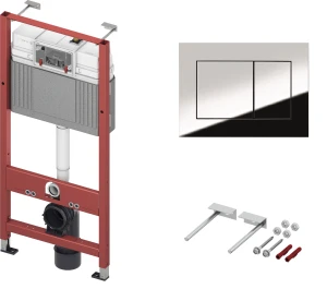 TECEbase - stelaż podtynkowy do WC ze spłuczką Base + wsporniki + TECEnow Przycisk CHROM POŁYSK