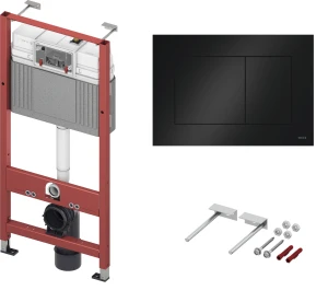TECEbase - stelaż podtynkowy do WC ze spłuczką Base + wsporniki + TECEnow Przycisk CZARNY POŁYSK