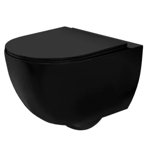 Misa Wisząca WC 48,5cm Bezrantowa + Deska wolnoopadająca slim - CARLO MINI BLACK MAT