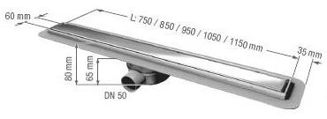 prysznicowy odpływ liniowy LINEARIS COMPACT L-1050 mm z rama i pokrywa ze stali nierdzewnej