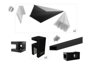 DISTRICT DF+LF - chrom - zestaw zawiera: 2xProfil ścienny 2000mm, 1xWspornik 2000mm, 1xMocowania, 1xMocowanie typu T