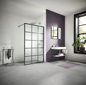 Kermi Walk-In Dark Edition 1600x2000 przezroczyste z Clean czerń