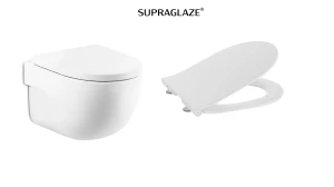 MERIDIAN Miska WC 48cm podwieszana Rimless Compacto SUPRAGLAZE + Deska WC SLIM Compacto wolnoopadająca