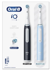 Braun Oral-B szczoteczka elektryczna iO 3 zestaw DUO BLACK & BLUE - szczoteczka magnetyczna z etui