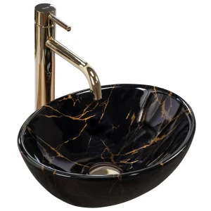 Sofia Mini Black Marble Shiny Umywalka nablatowa