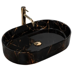 Nadia 60 Black Marble Shiny Umywalka nablatowa