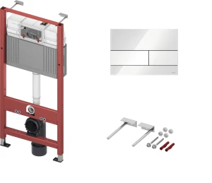 TECEbase - stelaż podtynkowy do WC ze spłuczką Base + wsporniki + TECEsquare Przycisk spłukujący ze szkła do WC SZKŁO BIAŁE PRZYCISK STAL SZLACHETNA SZCZOTKOWANA