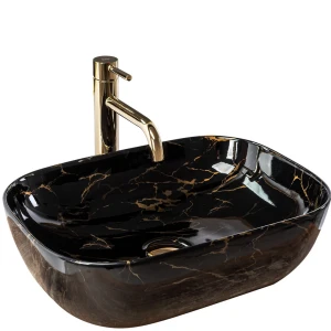 Belinda Black Marble Shiny Umywalka nablatowa