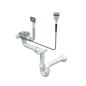 Odpływ PUSH TO OPEN 3 1/2" z syfonem 1-komorowy, save space, przycisk okrągły stalowy