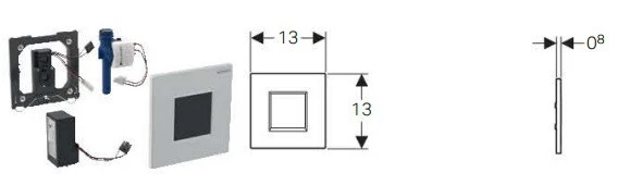 GEBERIT Elektroniczny zawór spłukujący Geberit do pisuaru, zasilanie bateryjne, Typ 30, biały-chrom 