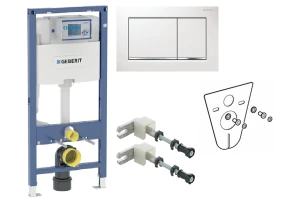 Duofix do wiszących misek WC, 112 cm + wsporniki + mata + przycisk Omega30 Biały połysk / chrom połysk / biały połysk