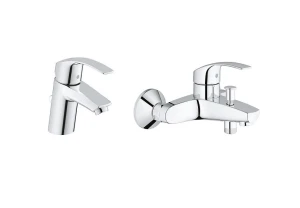 Grohe Eurosmart New zestaw baterii umywalkowa i wannowo-prysznicowa ścienna 33265002 + 33300002