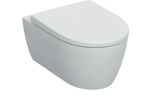 Wisząca miska WC iCon lejowa, ukryte mocowania, Rimfree, 53 cm, Biały-alpin / Matowy, zestaw z deską