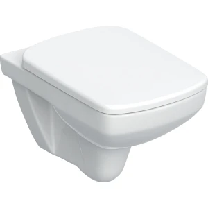 Selnova Square Zestaw wiszącej miski WC, lejowa, 53cm, Rimfree, z deską