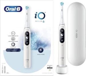 Oral-B szczoteczka elektryczna iO SERIES 6N WHITE - szczoteczka magnetyczna z etui podróżnym